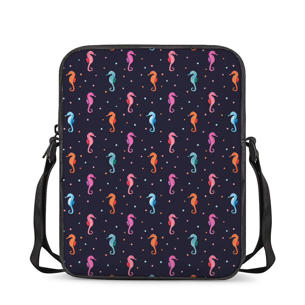 Colorful Seahorse Pattern Print Rectangular Crossbody Bag