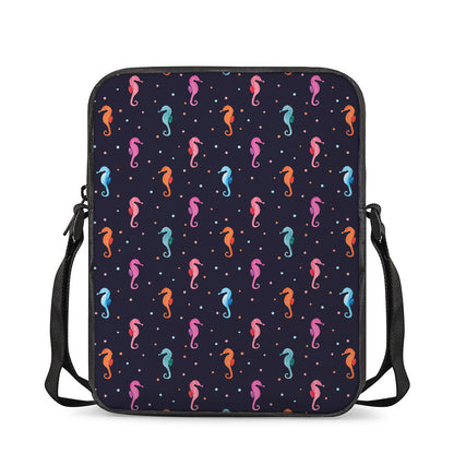 Colorful Seahorse Pattern Print Rectangular Crossbody Bag