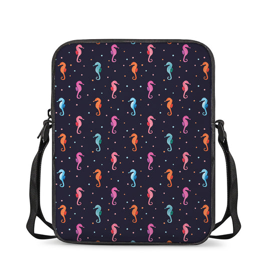 Colorful Seahorse Pattern Print Rectangular Crossbody Bag