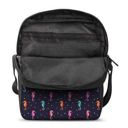 Colorful Seahorse Pattern Print Rectangular Crossbody Bag