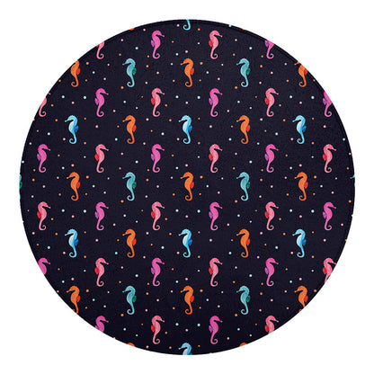 Colorful Seahorse Pattern Print Round Blanket