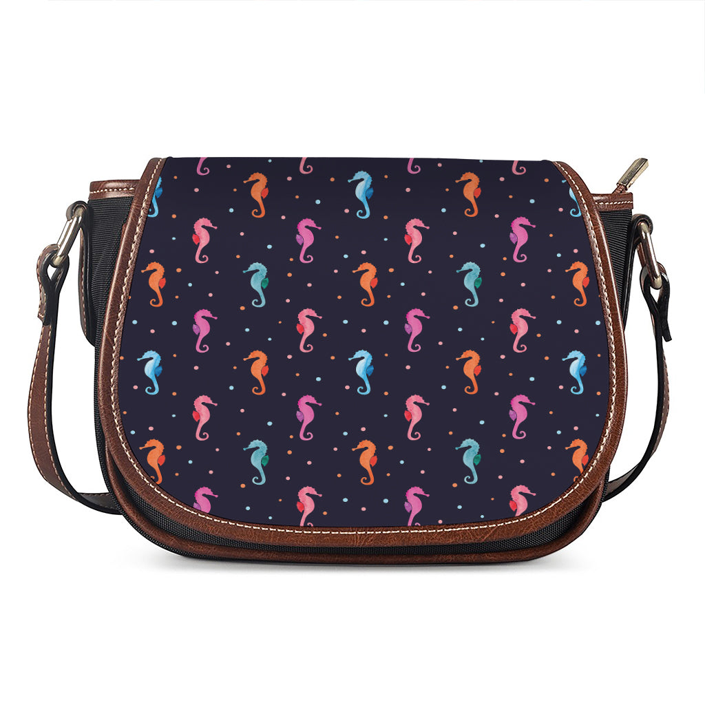 Colorful Seahorse Pattern Print Saddle Bag