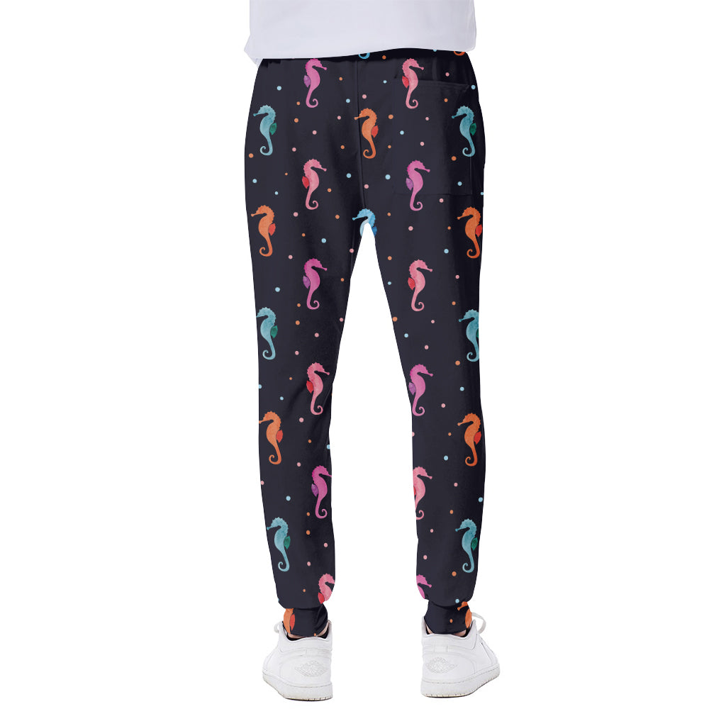 Colorful Seahorse Pattern Print Scuba Joggers