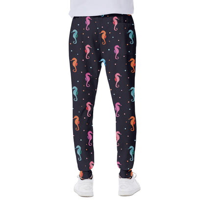 Colorful Seahorse Pattern Print Scuba Joggers