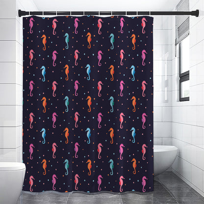 Colorful Seahorse Pattern Print Shower Curtain