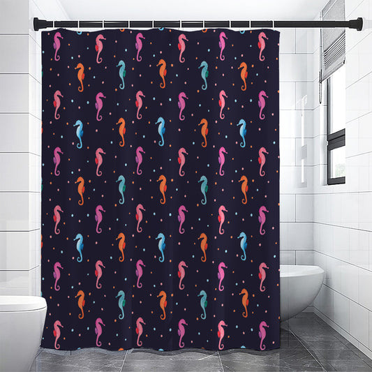 Colorful Seahorse Pattern Print Shower Curtain