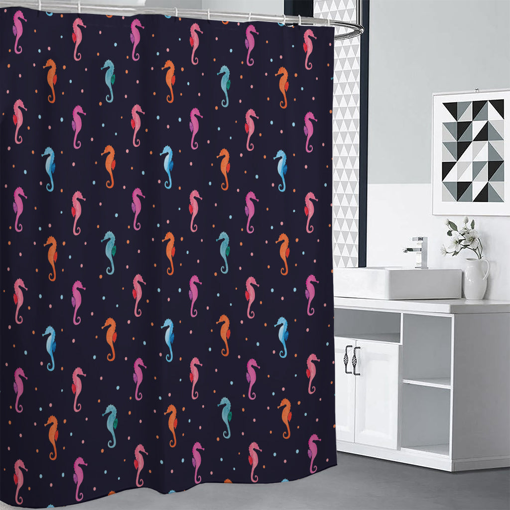 Colorful Seahorse Pattern Print Shower Curtain