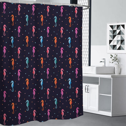 Colorful Seahorse Pattern Print Shower Curtain