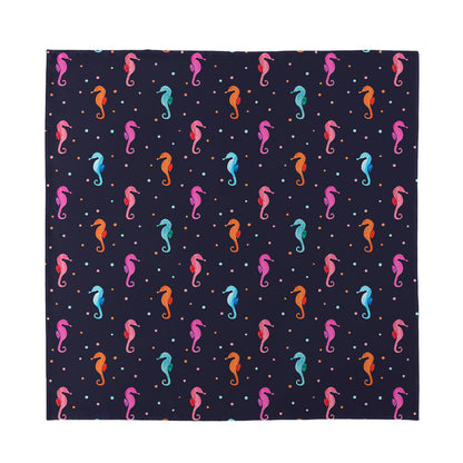 Colorful Seahorse Pattern Print Silk Bandana