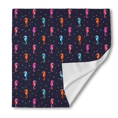 Colorful Seahorse Pattern Print Silk Bandana