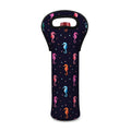 Colorful Seahorse Pattern Print Single Neoprene Wine Tote