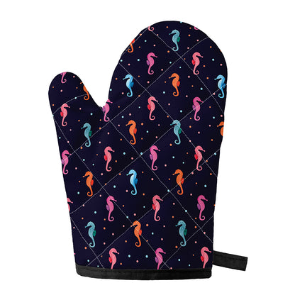 Colorful Seahorse Pattern Print Single Oven Mitt