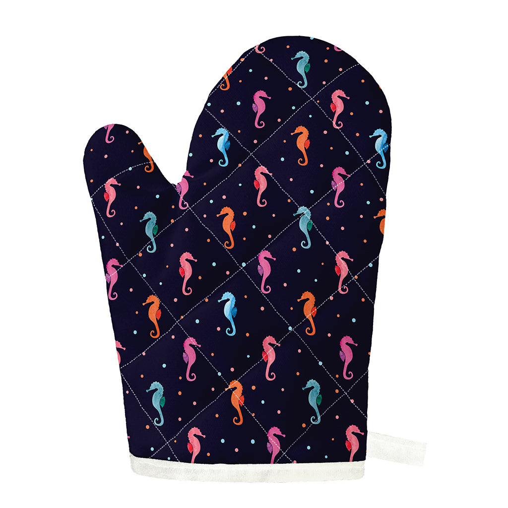 Colorful Seahorse Pattern Print Single Oven Mitt