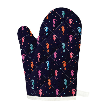 Colorful Seahorse Pattern Print Single Oven Mitt