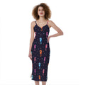Colorful Seahorse Pattern Print Slim Fit Midi Cami Dress