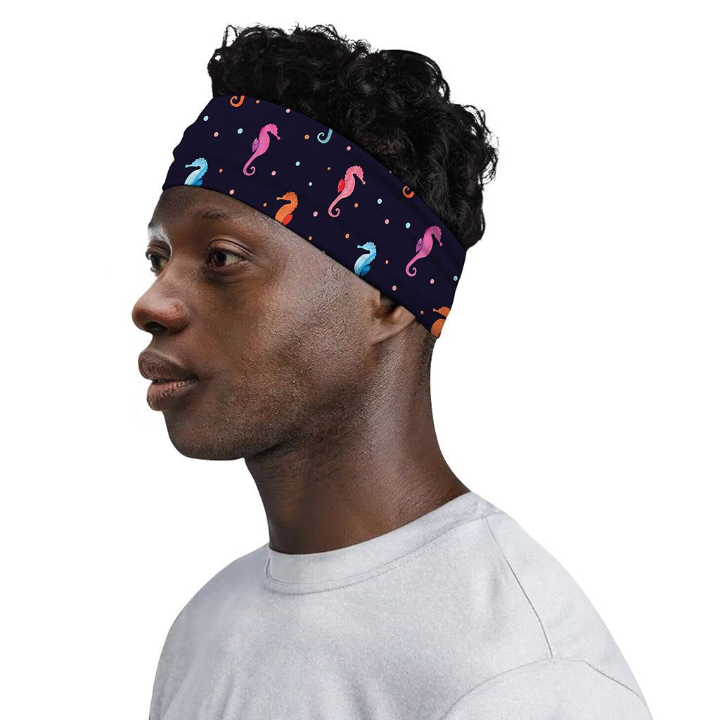 Colorful Seahorse Pattern Print Sports Headband