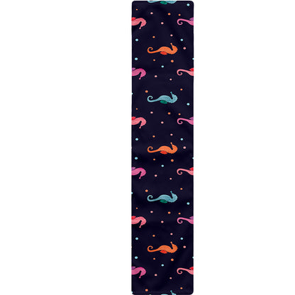 Colorful Seahorse Pattern Print Table Runner