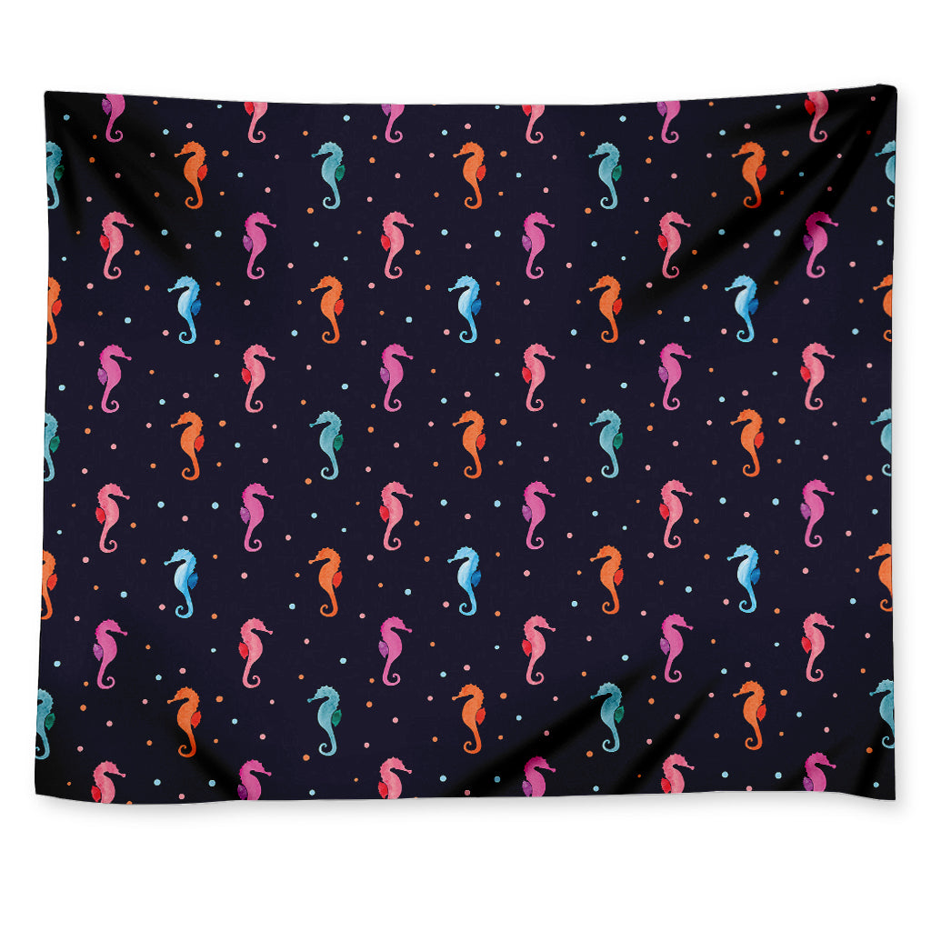 Colorful Seahorse Pattern Print Tapestry