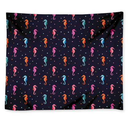 Colorful Seahorse Pattern Print Tapestry