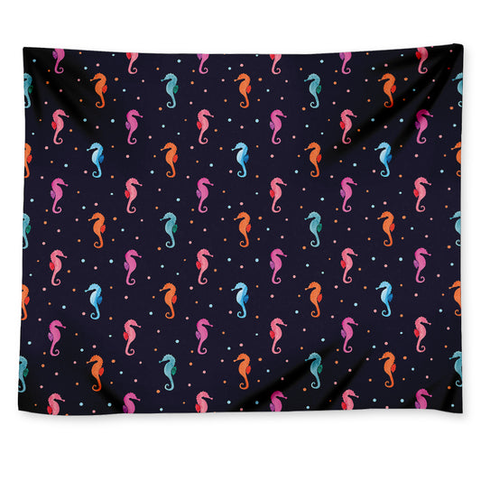 Colorful Seahorse Pattern Print Tapestry