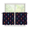 Colorful Seahorse Pattern Print Tier Curtains