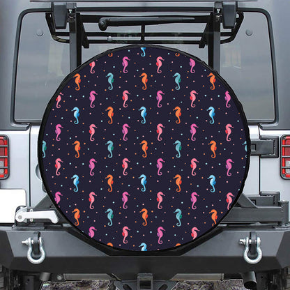 Colorful Seahorse Pattern Print Tire Cover
