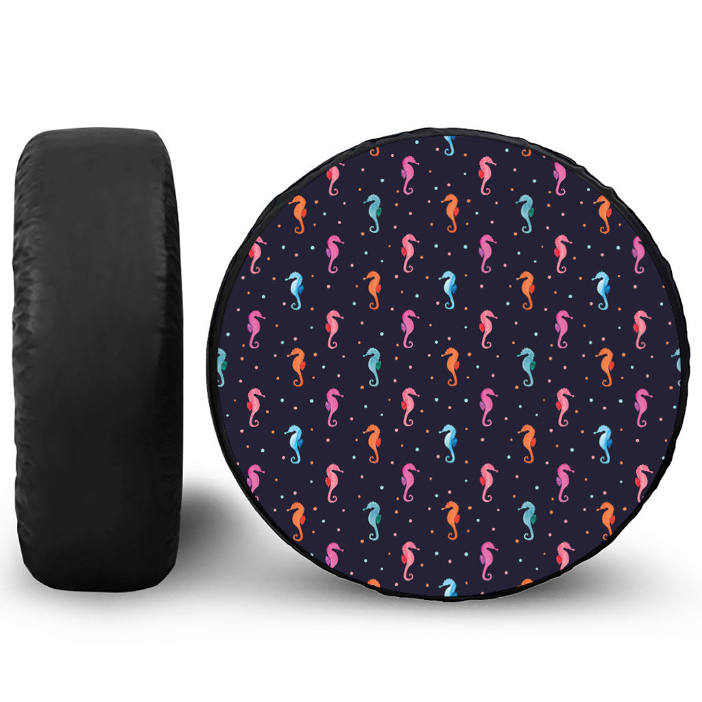 Colorful Seahorse Pattern Print Tire Cover