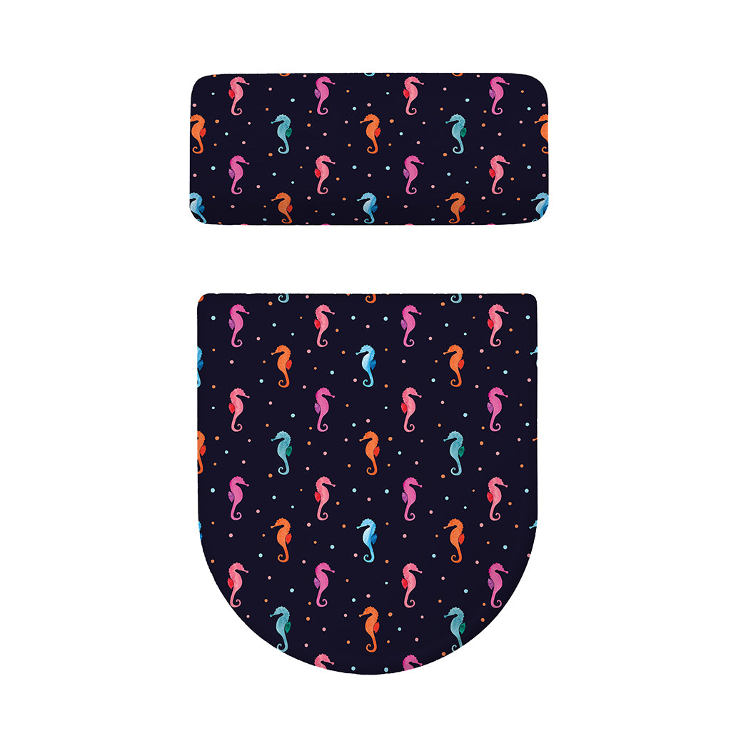 Colorful Seahorse Pattern Print Toilet Lid And Tank Cover Set