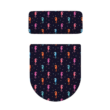 Colorful Seahorse Pattern Print Toilet Lid And Tank Cover Set
