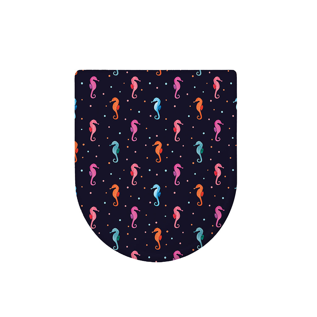 Colorful Seahorse Pattern Print Toilet Lid Cover