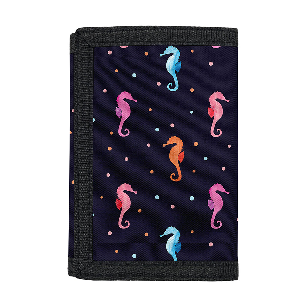 Colorful Seahorse Pattern Print Trifold Wallet
