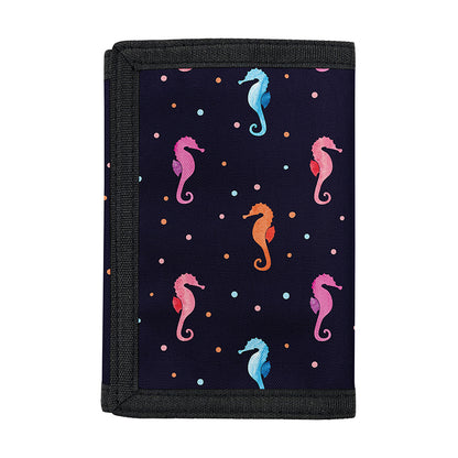 Colorful Seahorse Pattern Print Trifold Wallet