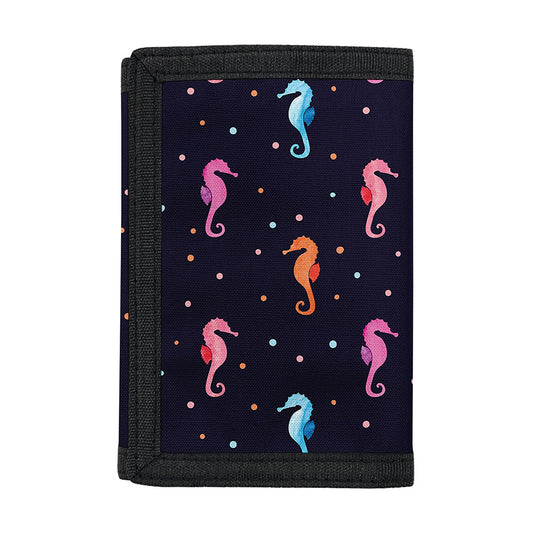 Colorful Seahorse Pattern Print Trifold Wallet