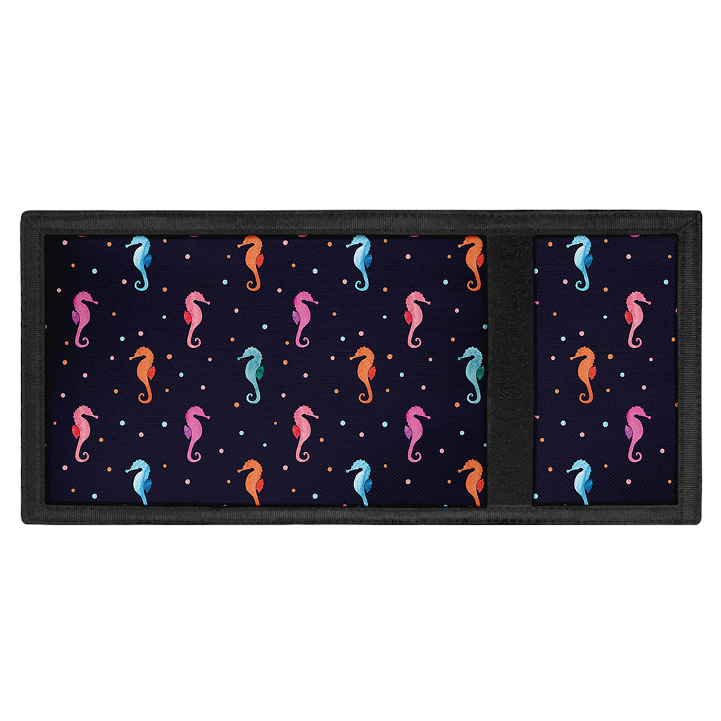 Colorful Seahorse Pattern Print Trifold Wallet