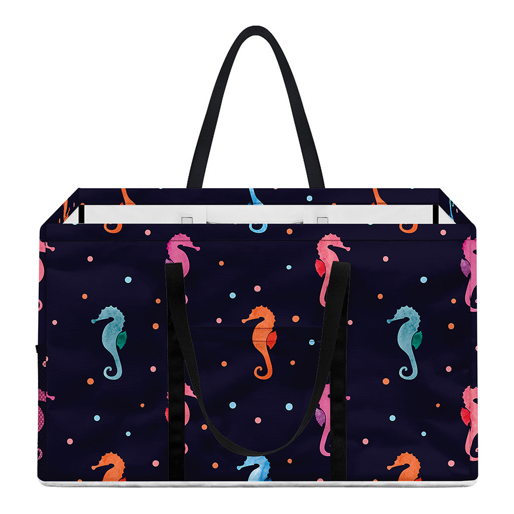 Colorful Seahorse Pattern Print Utility Tote Bag
