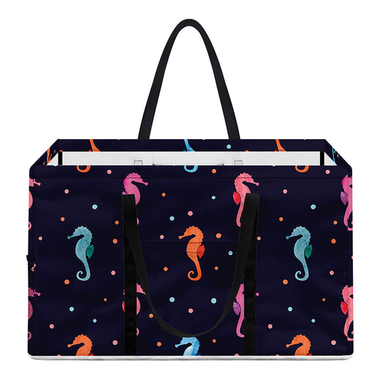Colorful Seahorse Pattern Print Utility Tote Bag