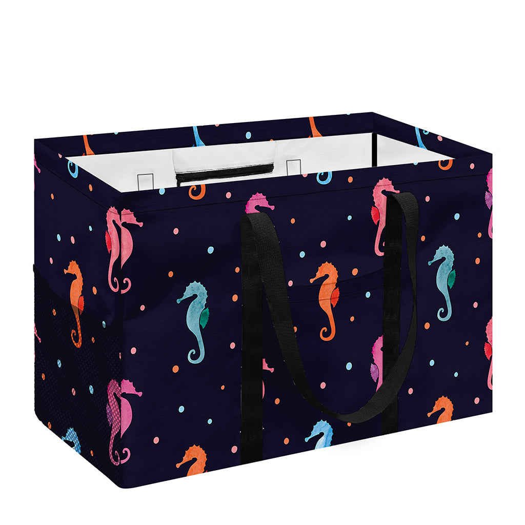 Colorful Seahorse Pattern Print Utility Tote Bag
