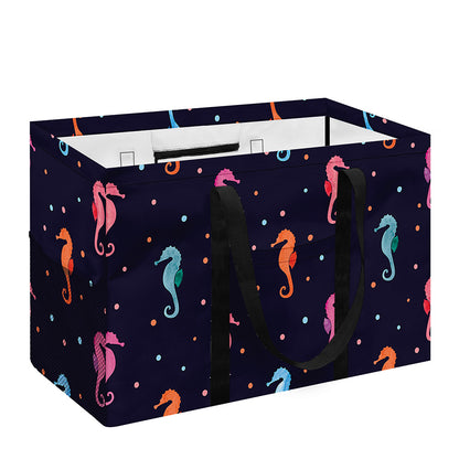 Colorful Seahorse Pattern Print Utility Tote Bag