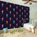 Colorful Seahorse Pattern Print Wall Sticker