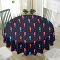 Colorful Seahorse Pattern Print Waterproof Round Tablecloth