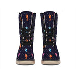 Colorful Seahorse Pattern Print Winter Boots