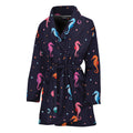 Colorful Seahorse Pattern Print Women's Bathrobe