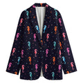 Colorful Seahorse Pattern Print Women's Blazer