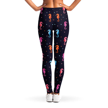 Colorful Seahorse Pattern Print Women's Leggings