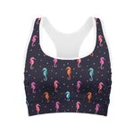 Colorful Seahorse Pattern Print Women's Sports Bra