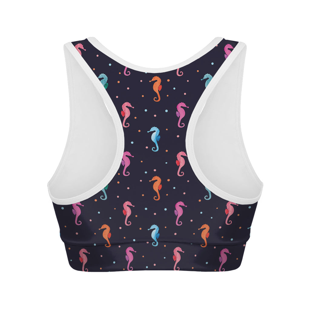 Colorful Seahorse Pattern Print Women's Sports Bra