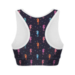 Colorful Seahorse Pattern Print Women's Sports Bra
