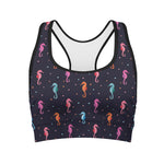 Colorful Seahorse Pattern Print Women's Sports Bra