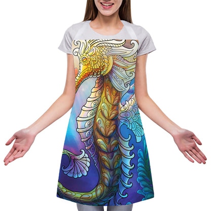Colorful Seahorse Print Adjustable Apron