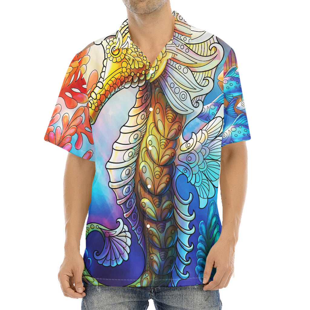 Colorful Seahorse Print Aloha Shirt